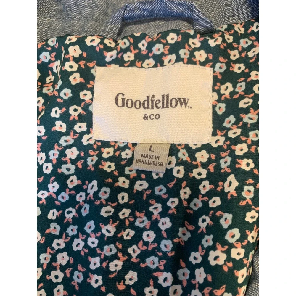 Goodfellow & Co‎ Blue Cotton Linen Blend Floral Lined Blazer Jacket Size